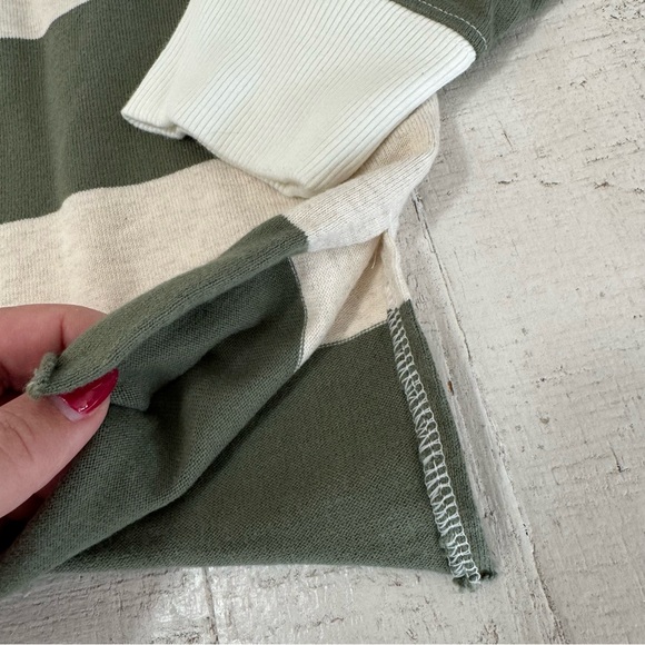 Aerie Oversized Striped Rugby Shirt NWOT size Small Cropped Olive Green - Picture 8 of 9